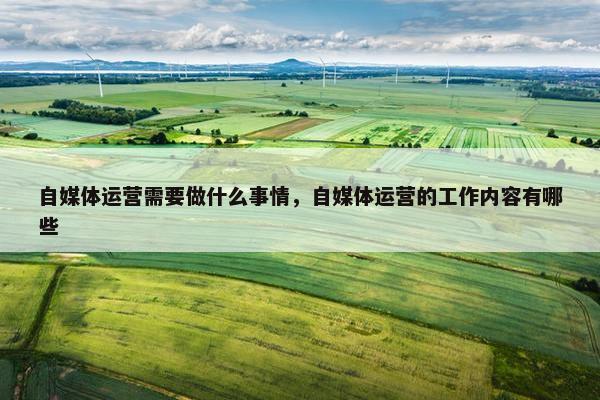 自媒体运营需要做什么事情，自媒体运营的工作内容有哪些