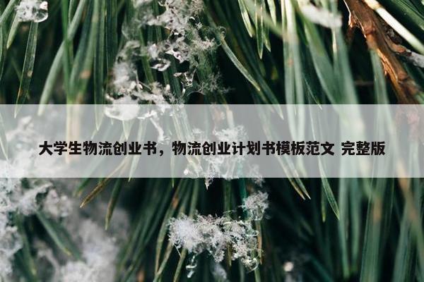 大学生物流创业书，物流创业计划书模板范文 完整版
