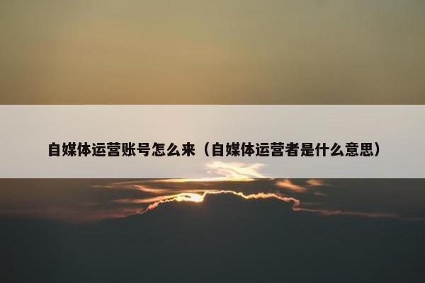 自媒体运营账号怎么来（自媒体运营者是什么意思）