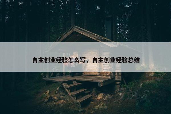 自主创业经验怎么写，自主创业经验总结