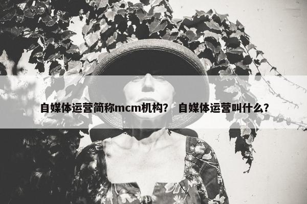 自媒体运营简称mcm机构？ 自媒体运营叫什么？