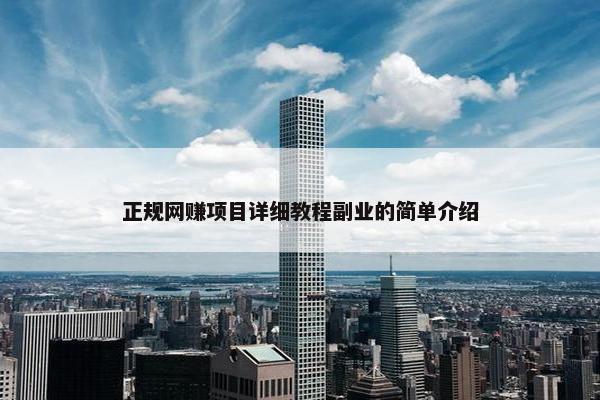 正规网赚项目详细教程副业的简单介绍