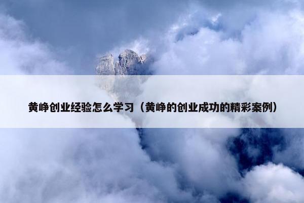 黄峥创业经验怎么学习（黄峥的创业成功的精彩案例）