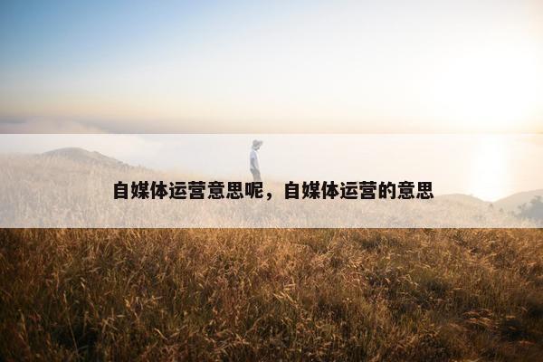 自媒体运营意思呢，自媒体运营的意思