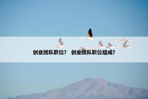 创业团队职位？ 创业团队职位组成？