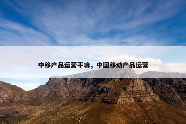 中移产品运营干嘛，中国移动产品运营