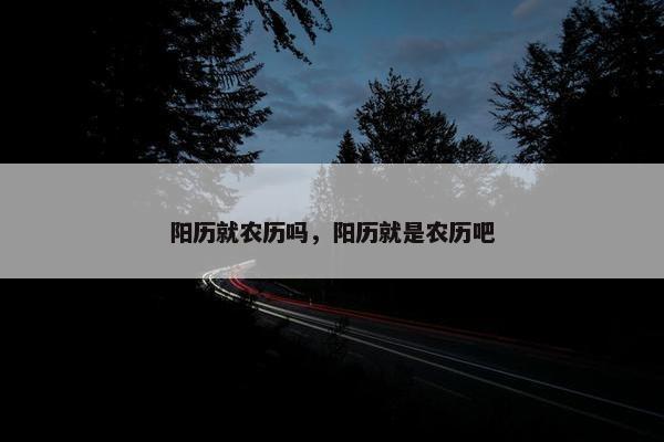阳历就农历吗，阳历就是农历吧