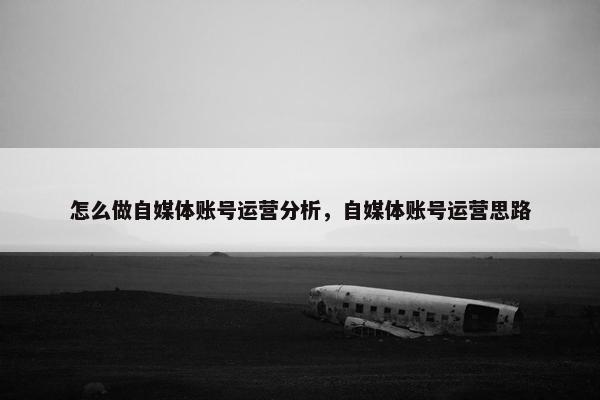 怎么做自媒体账号运营分析，自媒体账号运营思路