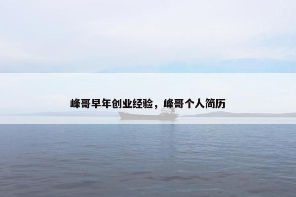 峰哥早年创业经验，峰哥个人简历