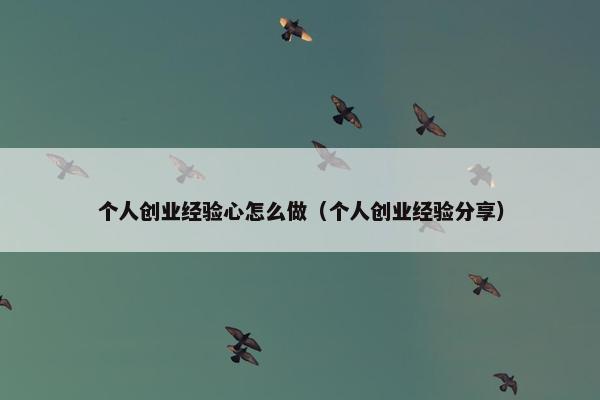 个人创业经验心怎么做（个人创业经验分享）