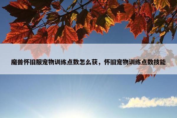 魔兽怀旧服宠物训练点数怎么获，怀旧宠物训练点数技能
