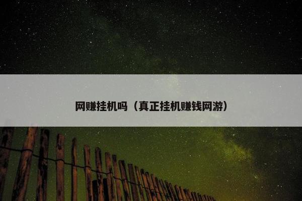 网赚挂机吗（真正挂机赚钱网游）
