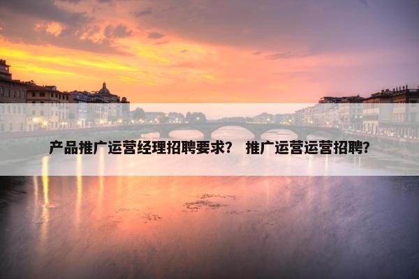产品推广运营经理招聘要求？ 推广运营运营招聘？