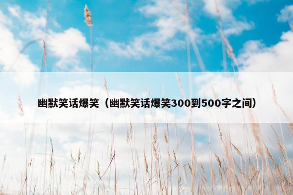 幽默笑话爆笑（幽默笑话爆笑300到500字之间）