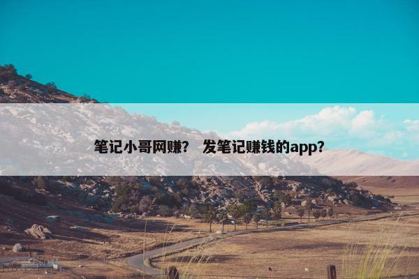 笔记小哥网赚？ 发笔记赚钱的app？
