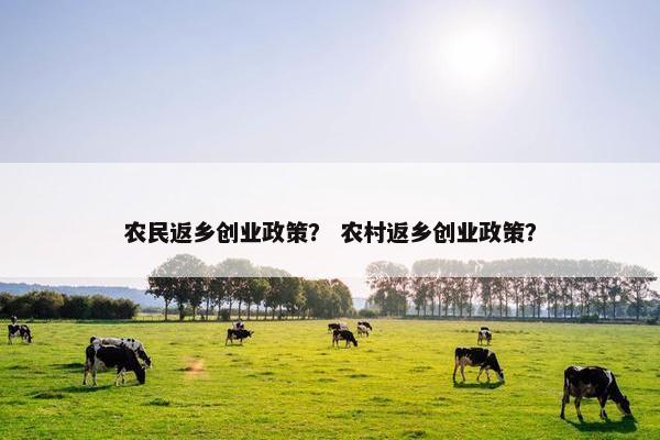 农民返乡创业政策？ 农村返乡创业政策？