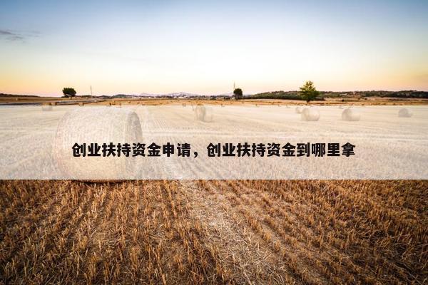 创业扶持资金申请，创业扶持资金到哪里拿
