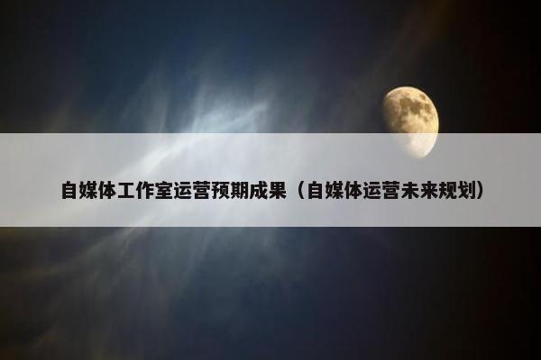 自媒体工作室运营预期成果（自媒体运营未来规划）