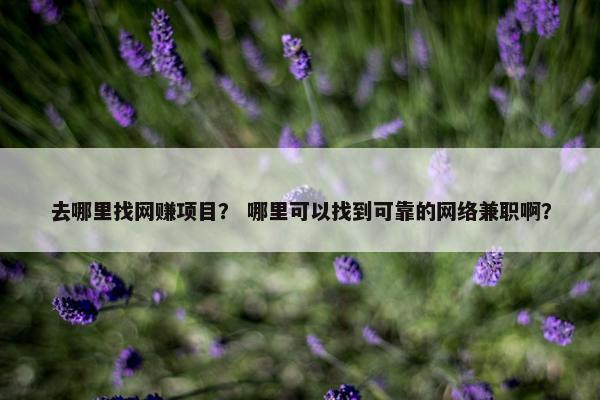 去哪里找网赚项目？ 哪里可以找到可靠的网络兼职啊？