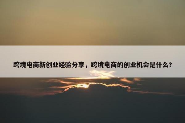 跨境电商新创业经验分享，跨境电商的创业机会是什么?