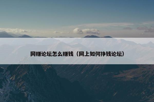 网赚论坛怎么赚钱（网上如何挣钱论坛）