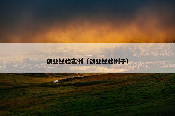 创业经验实例（创业经验例子）