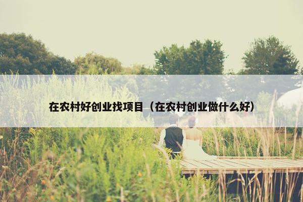 在农村好创业找项目（在农村创业做什么好）