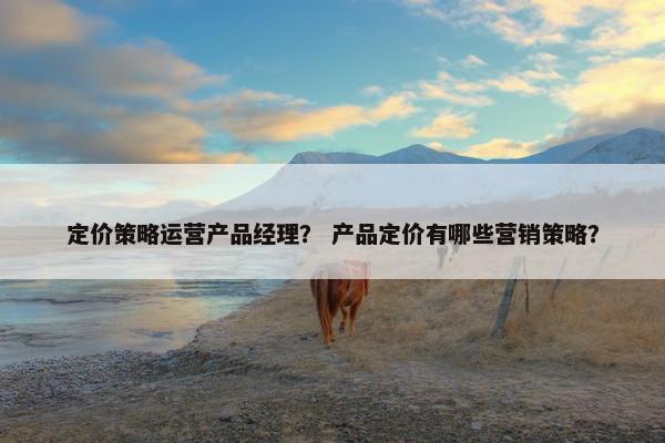 定价策略运营产品经理？ 产品定价有哪些营销策略？