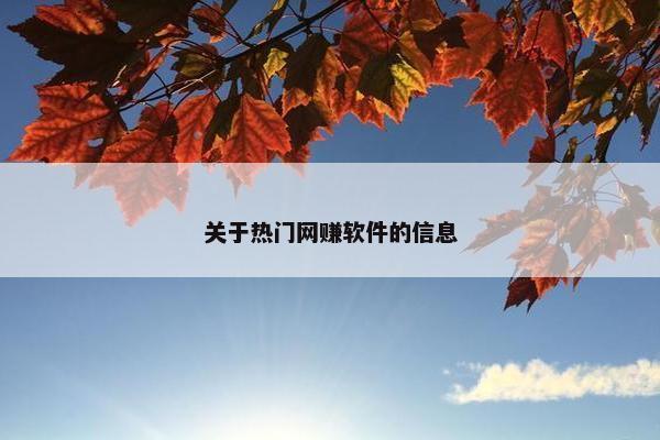 关于热门网赚软件的信息
