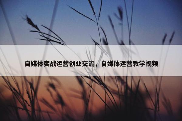 自媒体实战运营创业交流，自媒体运营教学视频