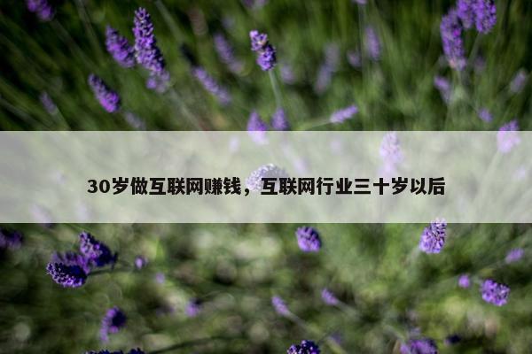 30岁做互联网赚钱，互联网行业三十岁以后