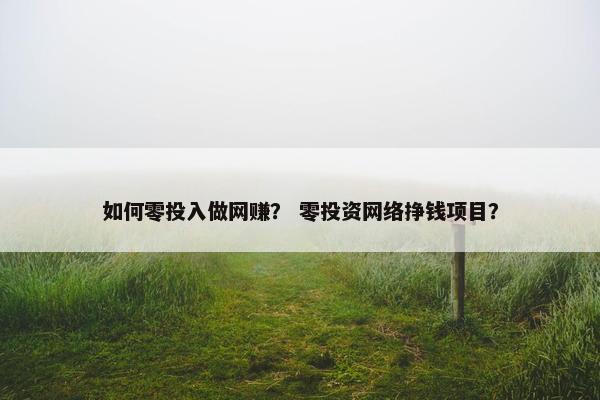 如何零投入做网赚？ 零投资网络挣钱项目？