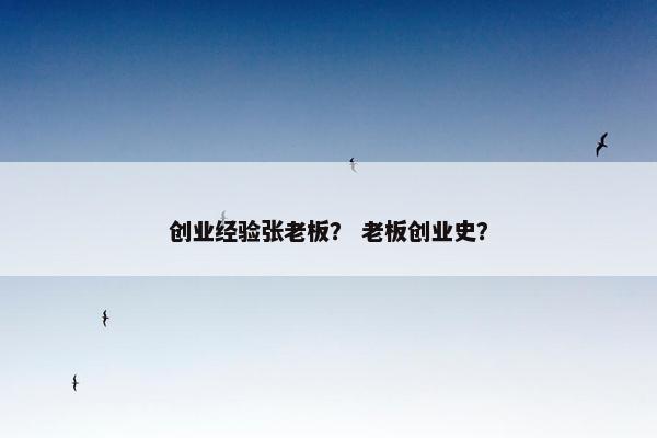 创业经验张老板？ 老板创业史？