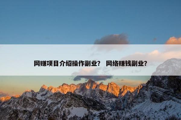 网赚项目介绍操作副业？ 网络赚钱副业？