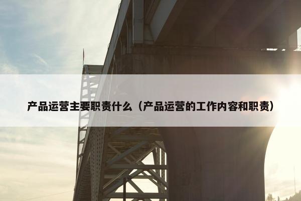 产品运营主要职责什么（产品运营的工作内容和职责）