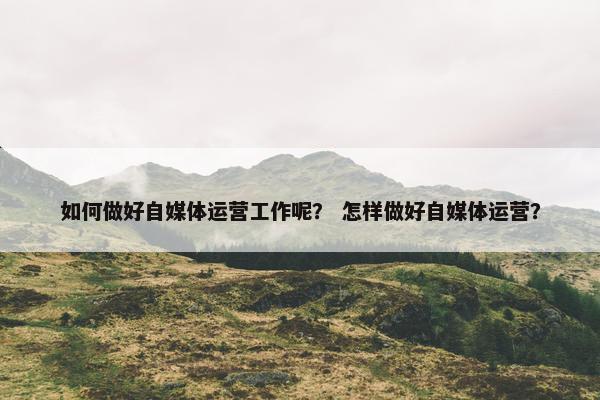 如何做好自媒体运营工作呢？ 怎样做好自媒体运营？