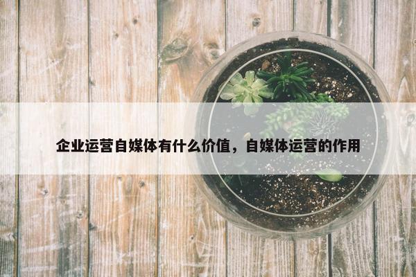 企业运营自媒体有什么价值，自媒体运营的作用