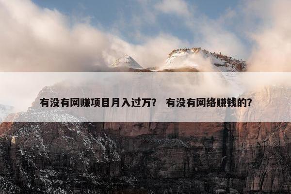 有没有网赚项目月入过万？ 有没有网络赚钱的？