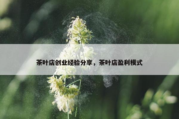 茶叶店创业经验分享，茶叶店盈利模式