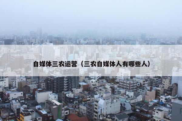 自媒体三农运营（三农自媒体人有哪些人）