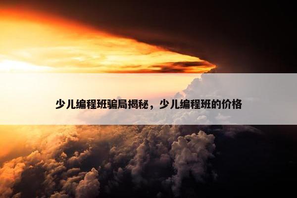 少儿编程班骗局揭秘，少儿编程班的价格