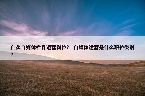 什么自媒体栏目运营岗位? 自媒体运营是什么职位类别? 什么自媒体栏目运营岗位? 自媒体运营是什么职位类别?