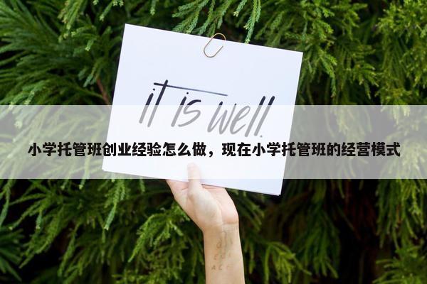 小学托管班创业经验怎么做，现在小学托管班的经营模式