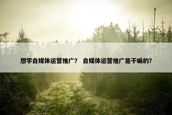 想学自媒体运营推广？ 自媒体运营推广是干嘛的？