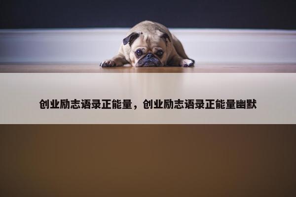 创业励志语录正能量，创业励志语录正能量幽默