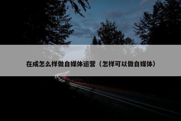 在成怎么样做自媒体运营（怎样可以做自媒体）