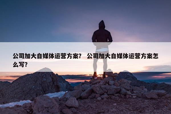 公司加大自媒体运营方案？ 公司加大自媒体运营方案怎么写？