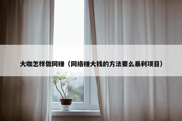 大咖怎样做网赚（网络赚大钱的方法要么暴利项目）