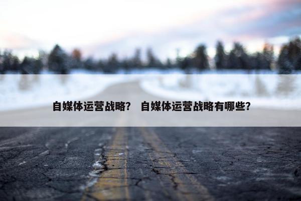自媒体运营战略？ 自媒体运营战略有哪些？