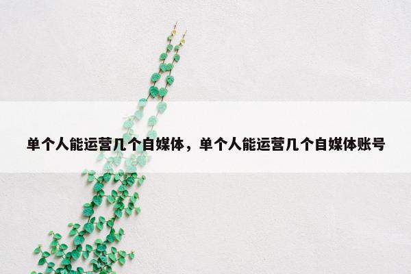 单个人能运营几个自媒体，单个人能运营几个自媒体账号